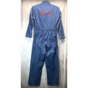 Vtg Topp Master Men 40T Blue Work Overalls Jumpsuit Fire Dept. Blacksburg VA